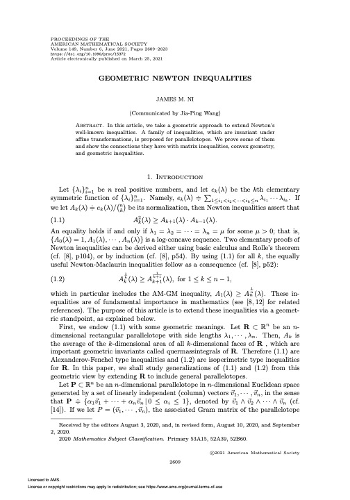 Geometric Newton Inequalities